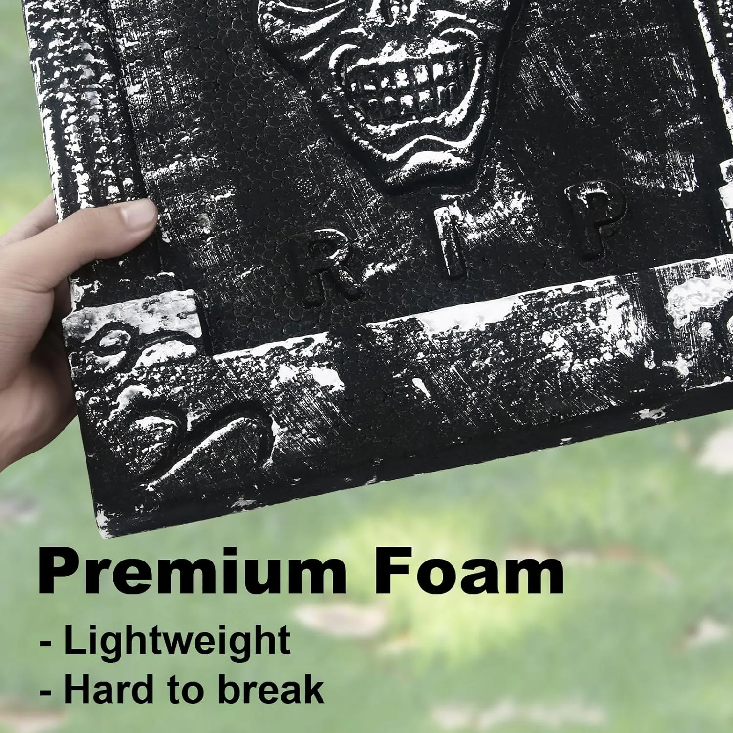 21" Halloween Tombstone - Extra Large Foam RIP Graveyard Headstones Tombstones for Graves (4 Pack), Halloween Yard Signs with Stakes Lawn Decor Outdoor Indoor Decorations