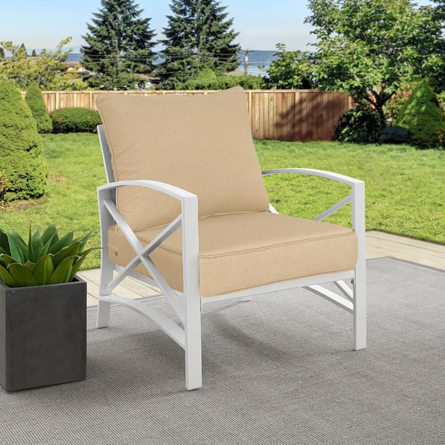 22x24 inch Outdoor/Indoor Deep Seat Patio Cushion Set of 1 Resilient Foam Filling Water Repellent Stain-Resistant UV Resistant Weather Resistant Deep Seat Bottom Beige