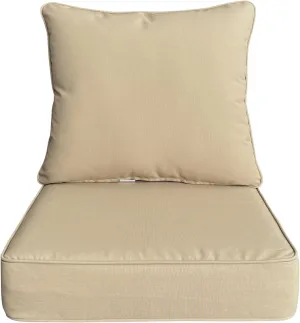 22x24 inch Outdoor/Indoor Deep Seat Patio Cushion Set of 1 Resilient Foam Filling Water Repellent Stain-Resistant UV Resistant Weather Resistant Deep Seat Bottom Beige