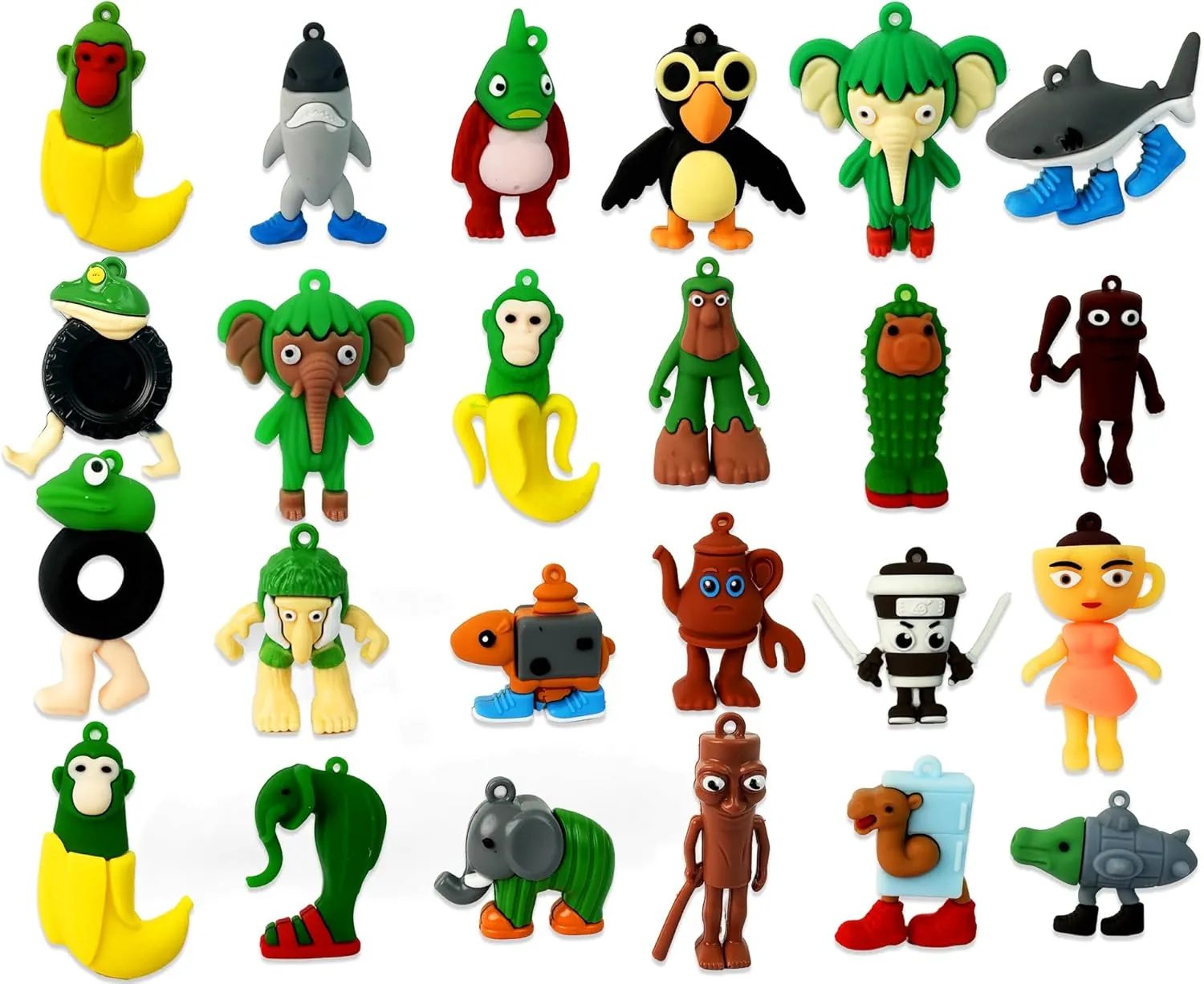 24 Pcs Bubbly Joy Italian Brainrot Tung Tung Sahur Meme Unique Action Figures Decorations Gifts, Toys Desktop Decor