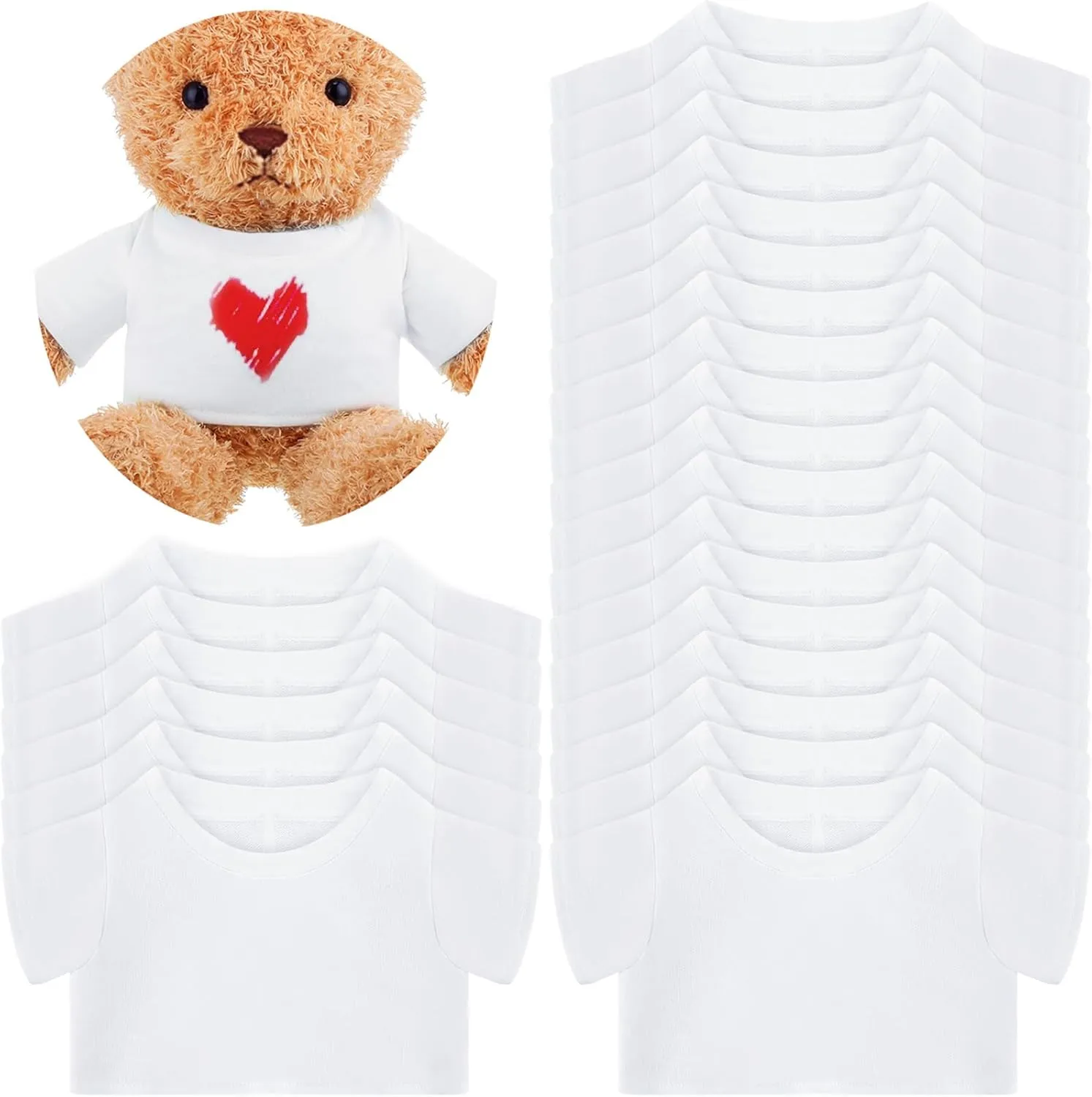 24 Pcs Stuffed Bear Clothes Bulk Sublimation Blank Stuffed Animal Shirt Plush Bear T Shirt Classic Bear Tee Shirt Fit 14-18 Inches Stuffed Dolls
