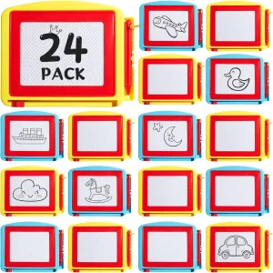 24 Pieces Mini Magnetic Drawing Board for Kids Toddler, Erasable Small Doodle Drawing Board Bulk Writing Painting Sketching Pad Toy for Classroom Rewards Party Favors Student Gifts(Classic)