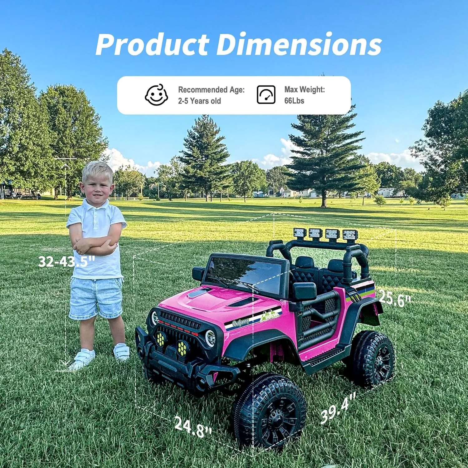 24 Volt Ride on Truck Toy, Electric Ride on Car for Kids with Remote, 400W Power, 5Mph Max Speed - Pink