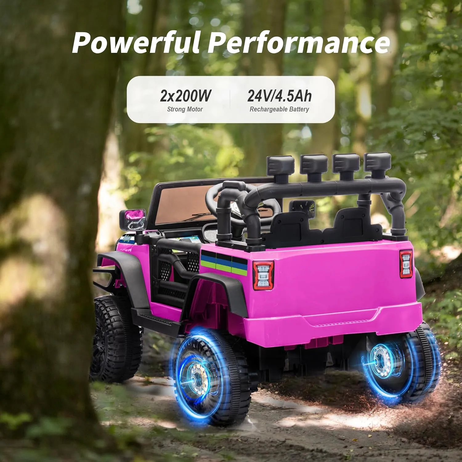 24 Volt Ride on Truck Toy, Electric Ride on Car for Kids with Remote, 400W Power, 5Mph Max Speed - Pink