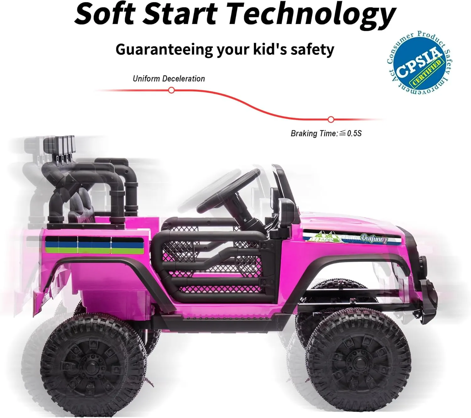 24 Volt Ride on Truck Toy, Electric Ride on Car for Kids with Remote, 400W Power, 5Mph Max Speed - Pink