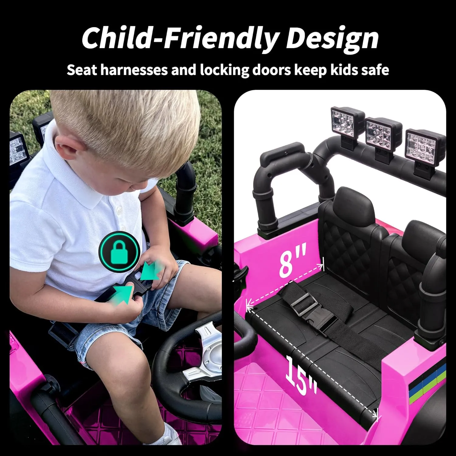 24 Volt Ride on Truck Toy, Electric Ride on Car for Kids with Remote, 400W Power, 5Mph Max Speed - Pink