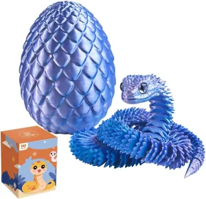 24inch Snake,3D Printed Snake Egg with Snake Inside,3D Printed Animals Toys,Like Movable Snake Realistic Slithering Design (Blue-Purple)