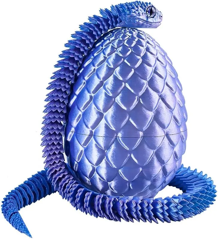 24inch Snake,3D Printed Snake Egg with Snake Inside,3D Printed Animals Toys,Like Movable Snake Realistic Slithering Design (Blue-Purple)