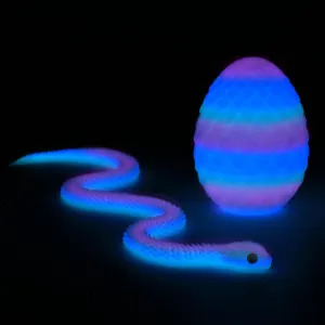 24inch Snake,3D Printed Snake Egg with Snake Inside,3D Printed Animals Toys,Like Movable Snake Realistic Slithering Design (Luminous-Rainbow)