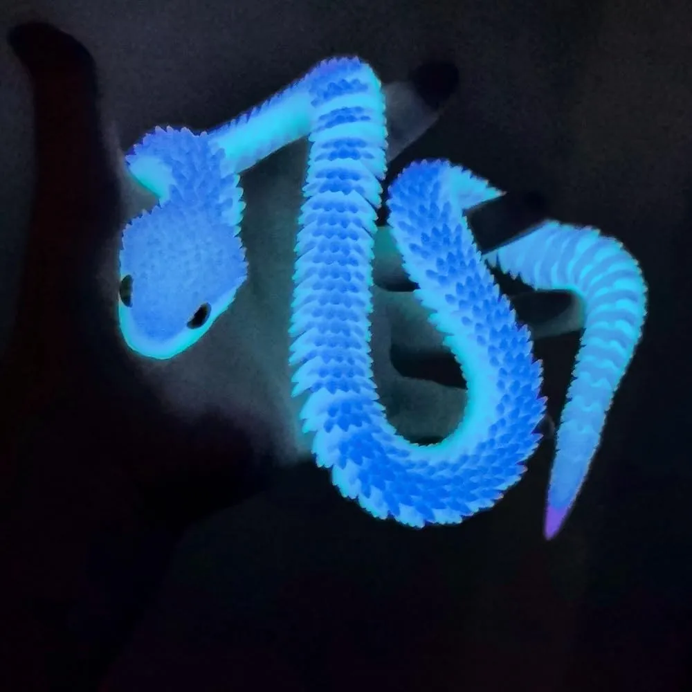 24inch Snake,3D Printed Snake Egg with Snake Inside,3D Printed Animals Toys,Like Movable Snake Realistic Slithering Design (Luminous-Rainbow)