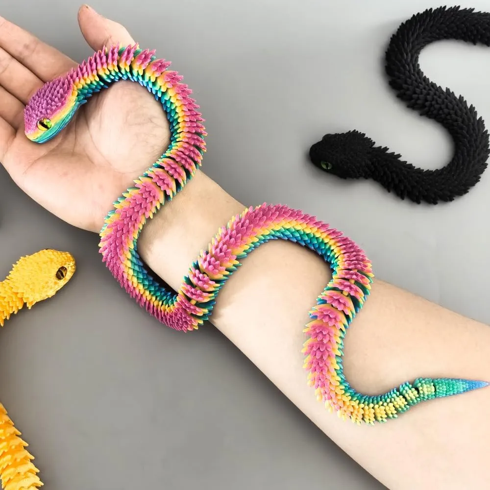 24inch Snake,3D Printed Snake Egg with Snake Inside,3D Printed Animals Toys,Like Movable Snake Realistic Slithering Design (Rainbow)