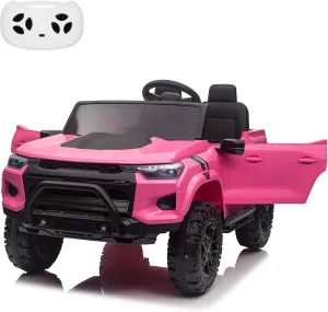 24V 2 Seater Kids Ride On Truck Electric Ride On Car Toy for Toddlers Battery Powered Vehicle with Remote Control, Trunk, Handle, Battery Display, LED Lights, Music, Pink