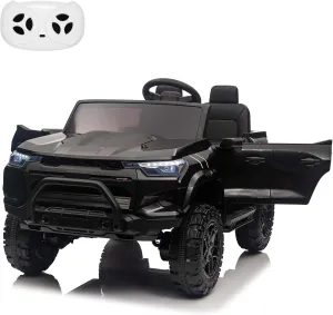 24V 2 Seater Ride On Truck for Kids, Battery Powered Vehicle Toddlers Ride On Car Toy with Remote Control, Trunk, Handle, Battery Display, LED Lights, Music, Electric Car for Boys Girls, Black