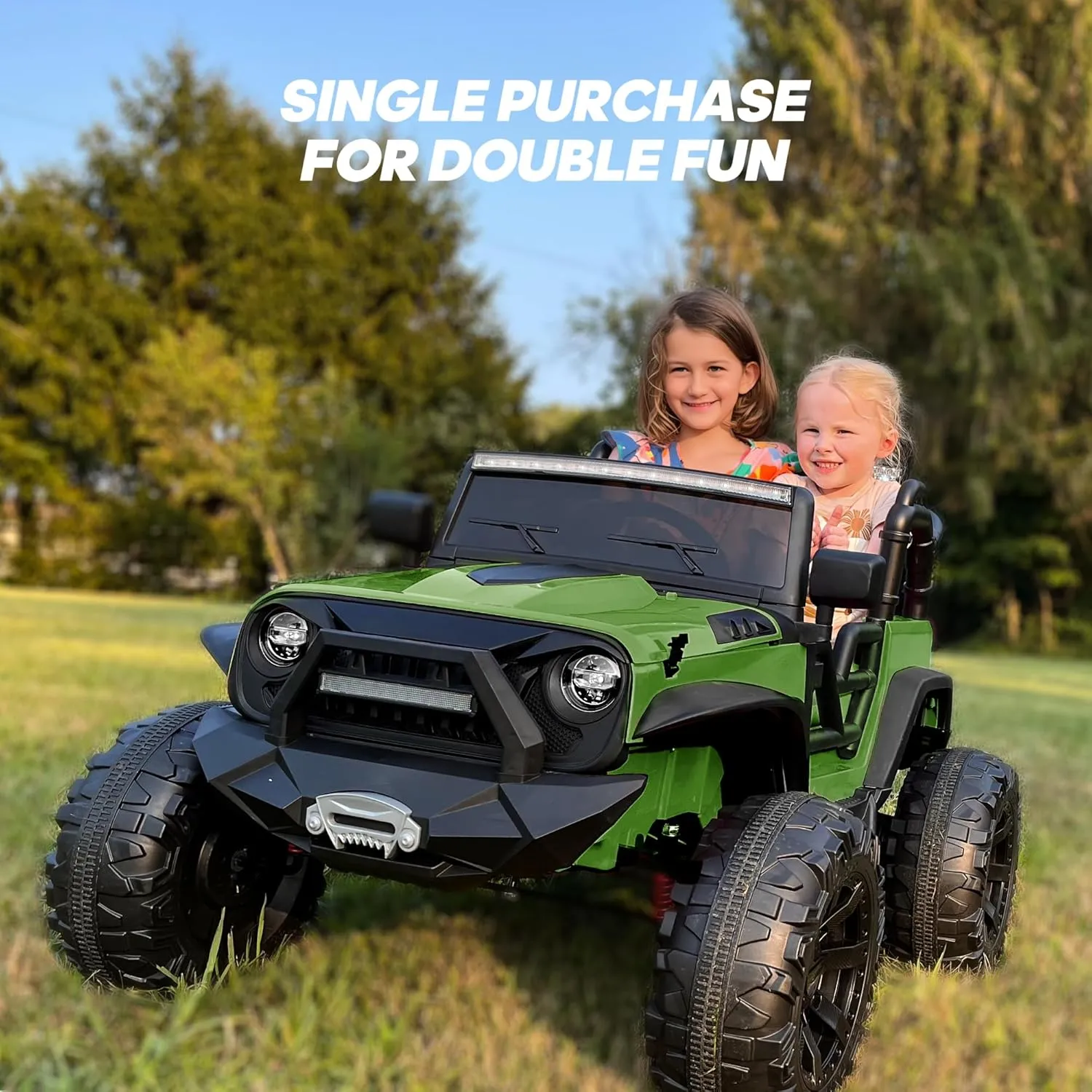 24V 9Ah Ride on Toy for Big Kids, 2 Seater Ride on Truck Car Electric Vehicles for Kids with Remote, Bluetooth, Army Green