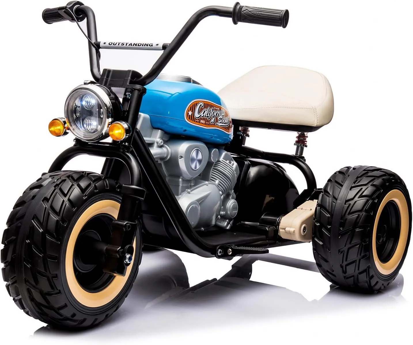 24V Electric Powered Motorcycle, Ride-on Toy for Kids Age 6-12 with Spring Suspension & Safety Support Wheels