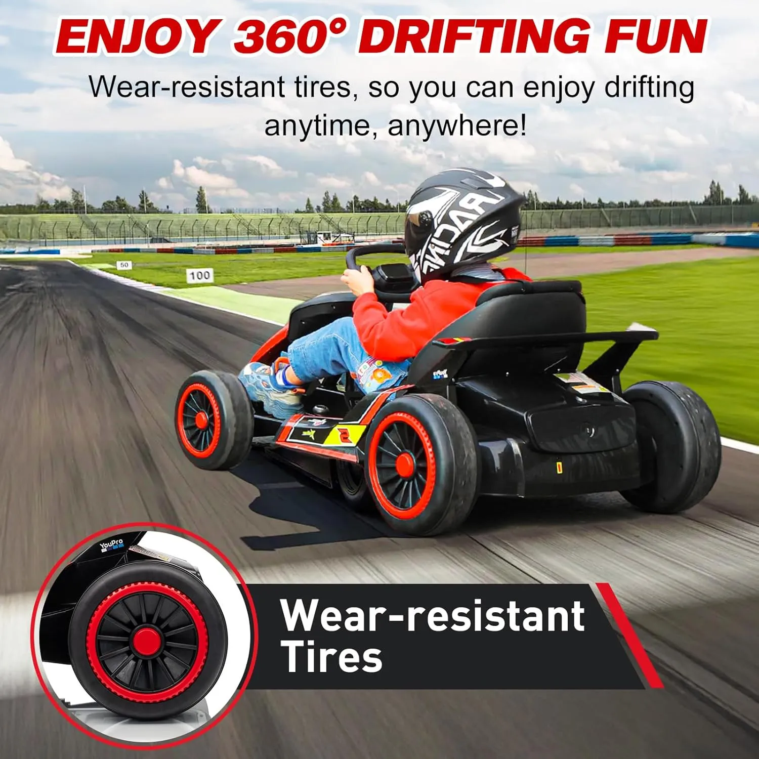 24V Kid Go Kart, 7AH Battery Powered Electric Vehicle, w/150 * 2 Motors, Drifting Car, Soft Start, Music, Horn Honking and Safety Belt, Gift for Kids Age 6-12 Years Old, Green