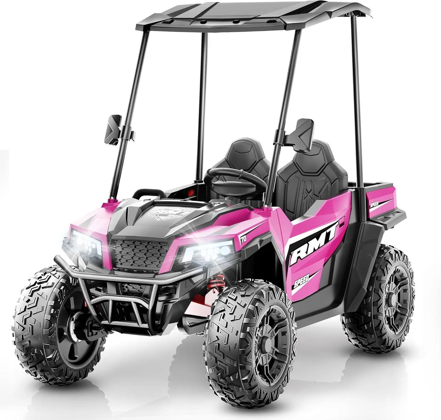 24V Kids Ride on Toys, Kids Electric Car 2 Seater w/Sun Shade, Dump Bed & Shovel, 4x200W Motor, 4WD Electric Ride on Toys, Electric Car w/Remote, Electric Car for Kids, 3 Speeds, LED Lights, Music