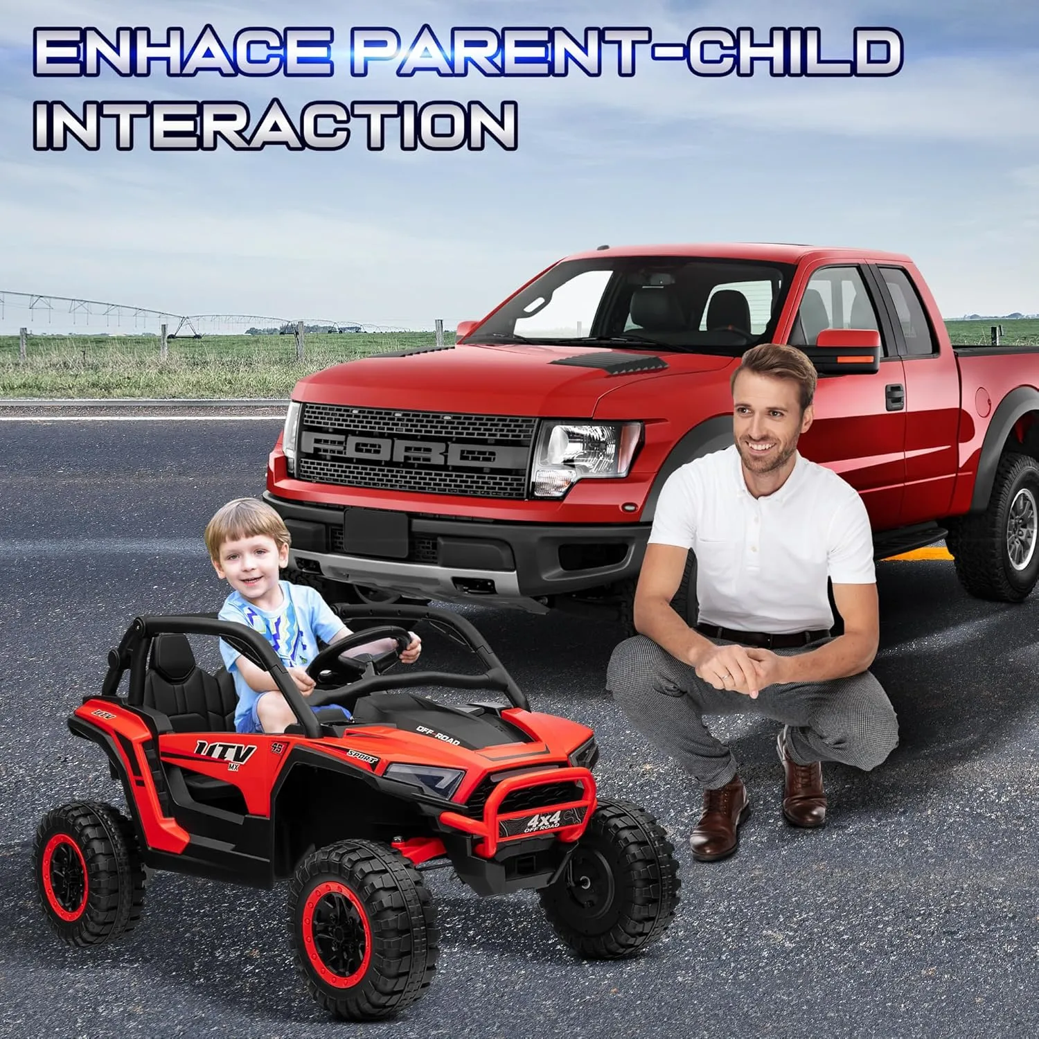 24V Ride on Car 2 Seater, 4x4 Off-Road Kids UTV Toy w/Parental Remote Control, 20" Spacious Seat, 2WD/4WD Switchable, Spring Suspension, Bluetooth, Lights, Electric Cars Vehicles for Kids