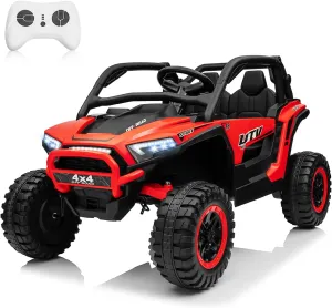 24V Ride on Car 2 Seater, 4x4 Off-Road Kids UTV Toy w/Parental Remote Control, 20" Spacious Seat, 2WD/4WD Switchable, Spring Suspension, Bluetooth, Lights, Electric Cars Vehicles for Kids