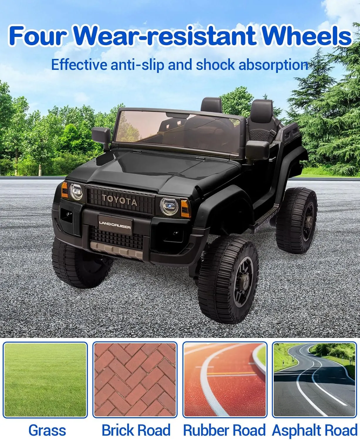 24V Ride On Car for Kids, 2 Seater Ride On Car Truck, Licensed Toyota Electric Car with Parent Remote Control, 4.4MPH, 4x550W Motors, Lockable Doors, Spring Suspension, Adjustable Seat, MP3, Lights