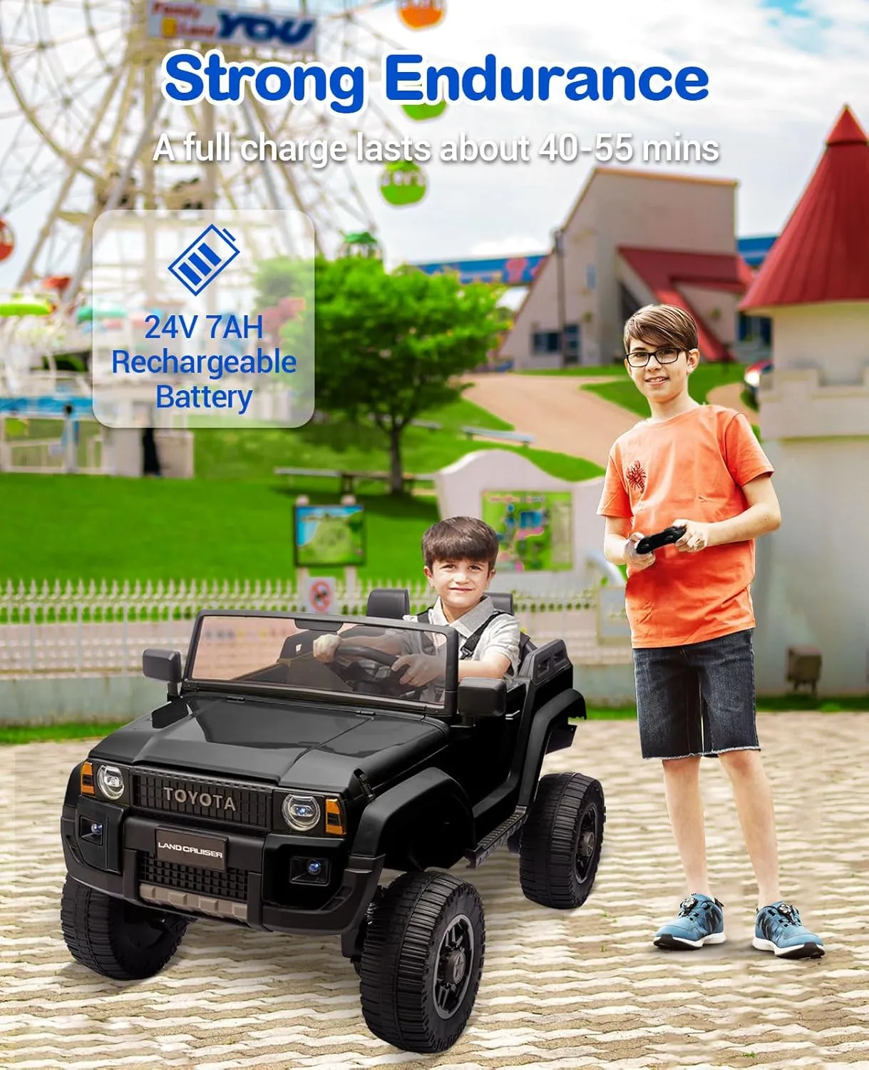 24V Ride On Car for Kids, 2 Seater Ride On Car Truck, Licensed Toyota Electric Car with Parent Remote Control, 4.4MPH, 4x550W Motors, Lockable Doors, Spring Suspension, Adjustable Seat, MP3, Lights