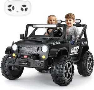 24V Ride On Truck for Big Kids, 2 Seater Electric Car w/Remote Control, 4WD/2WD Switchable, 4x200W Motor, Truck Bed Storage, LED Headlights, Music Player, Bluetooth, Gifts for Boys Girls