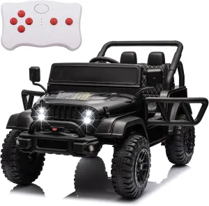 24V Ride On Truck for Kids, 1-Seater 4WD Battery Powered Electric Car Ride On Car with Remote Control Kids Electric Vehicle for Boys with EVA Tire Off-Road Truck Ride On UTV Ride On Toys, Black