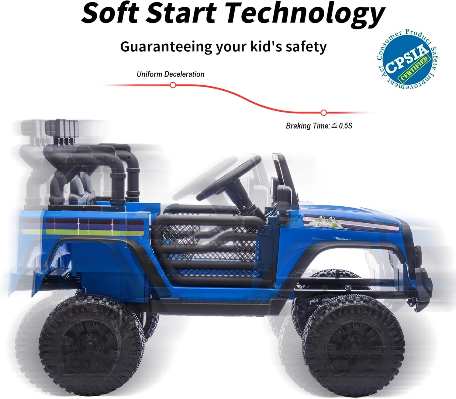 24V Ride-On Truck Toy, Kids Electric Ride On Car Vehicle with Remote Control, 400W Power, 5Mph Max Speed - Navy Blue