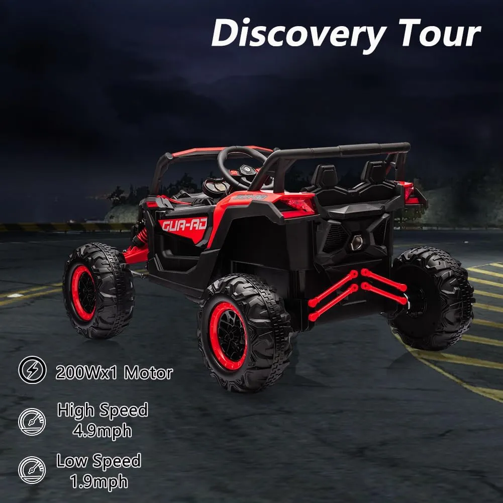 24V Ride On UTV Car, Battery Powered Electric Vehicles with Remote Control, Spring Suspension,200W Motors, Metal Frame,USB, Music, LED Light, Ride On Toys for Kids