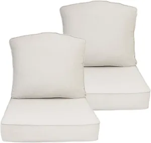 24x24 inch Outdoor/Indoor Deep Seat Patio Cushions Set of 2 Resilient Foam Filling Water Repellent Stain-Resistant UV Resistant Weather Resistant Deep Seat Bottom Almond