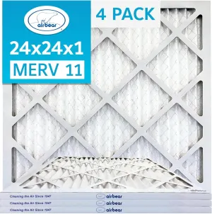 24x24x1 Air Filter MERV 11 (4-Pack) TRION Air Bear Pleated HVAC Air Filter Replacement (Actual Size: 23.50 x 23.50 x 0.75 Inches)