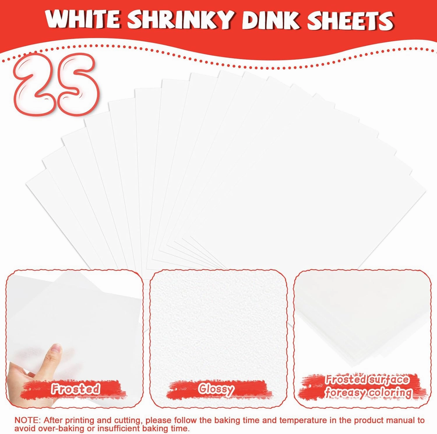 25PCS Printable Shrinky Dink Sheets,White Printable Shrink Paper,Shrinky Dink Kits for Kids with 25 Shrink Plastic Sheets for Inkjet Printer Kids DIY Crafts Mothers Day Gifts,8.3x11.7in/21x29.7cm