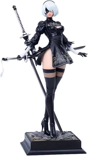2Byorha Figure 2B Statue Anime Girl 2B Figurine Game Lady 2Bautomata Action Figure No.2 Type B Figurine Sculpture Model Collectible Desktop Decoration Gifts 11in