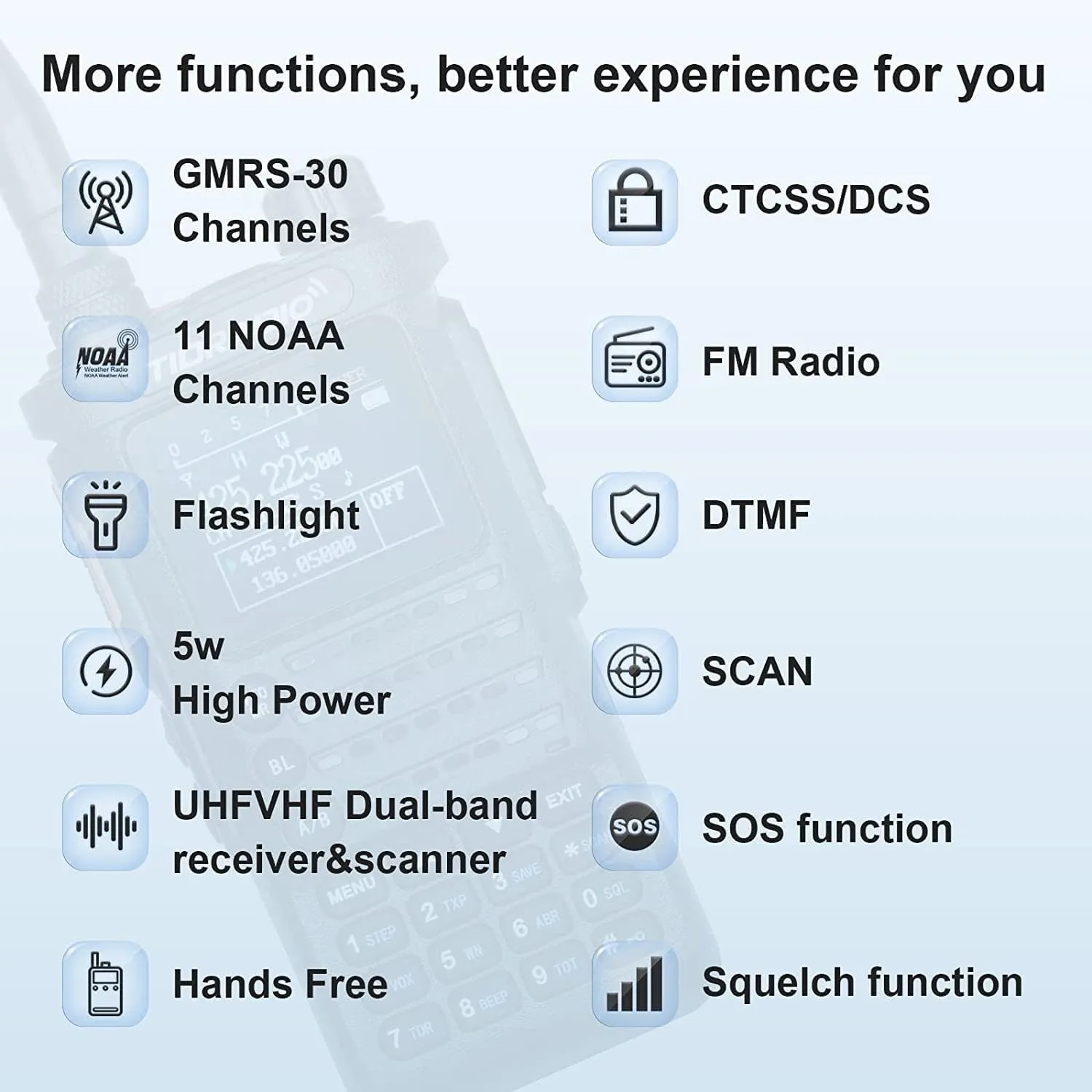 (2nd Gen) TIDRADIO TD-H8 GMRS Handheld Radio with Bluetooth Programming Repeater Capable Dual Band Long Range Two Way Radios with 4PCS Batteries 771 Long Antenna & Earpiece- Crystal, 2Pack Full Kit