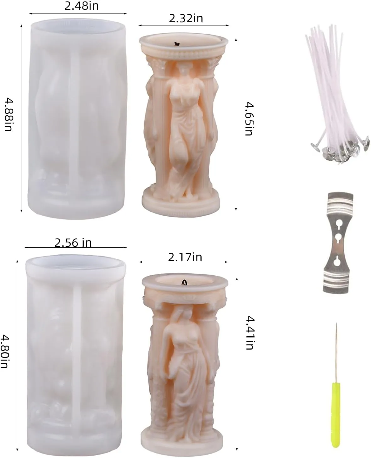2Pack Athena Portrait Silicone Candle Molds Epoxy Resin Wax Mold Silicone Shapes Portrait Mold for Candle Craft Making Gift Furniture Decoration