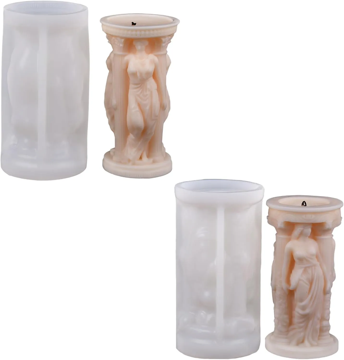 2Pack Athena Portrait Silicone Candle Molds Epoxy Resin Wax Mold Silicone Shapes Portrait Mold for Candle Craft Making Gift Furniture Decoration