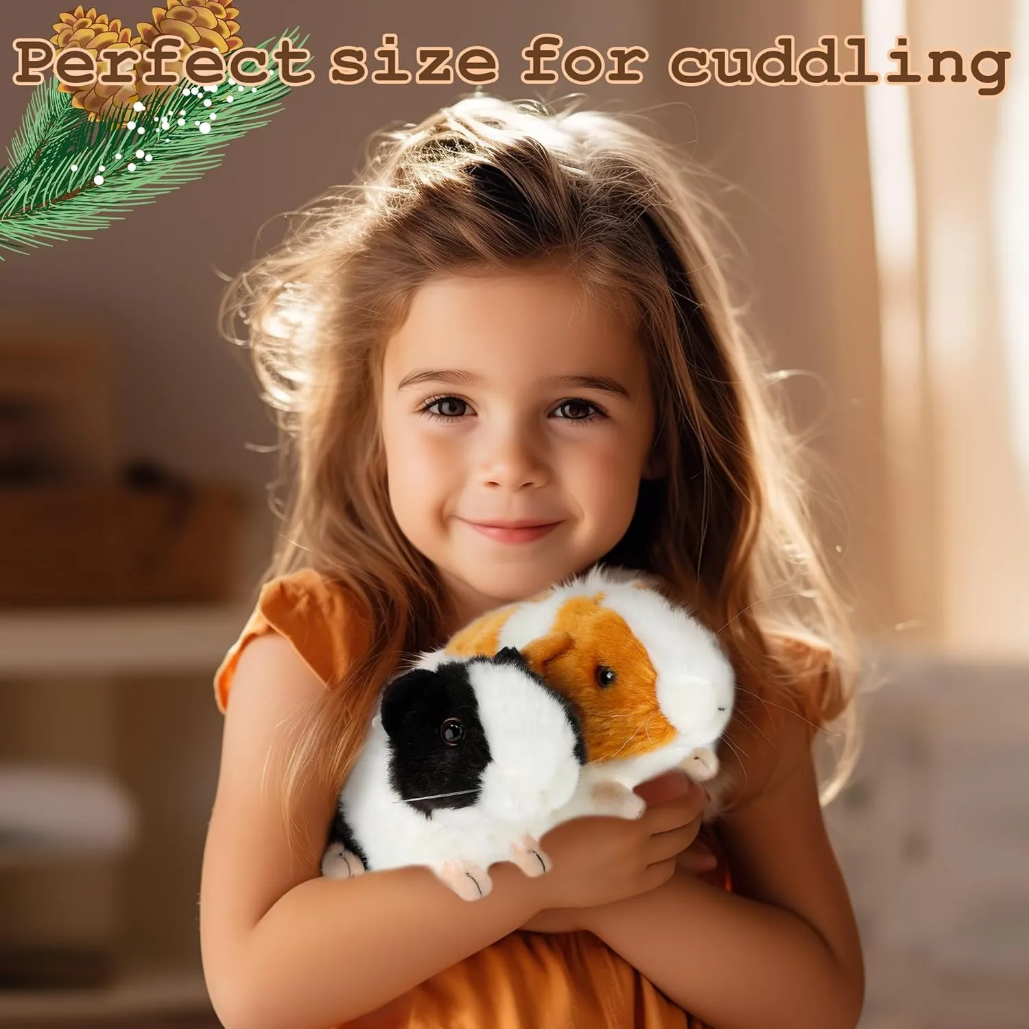 2pc Guinea Pig Stuffed Animals - Realistic Plush Cute Plushie Toys for Kids, Small Live Animals Pet Doll Toy for Boys Girls Birthday
