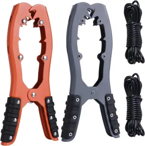 2pcs Brush Gripper Anchors with 2pcs Ropes, Kayak Grip Anchor Kayak Brush Gripper Kayaking Safety Equipment for Securing Kayak Canoe Boat (Orange, Gray)