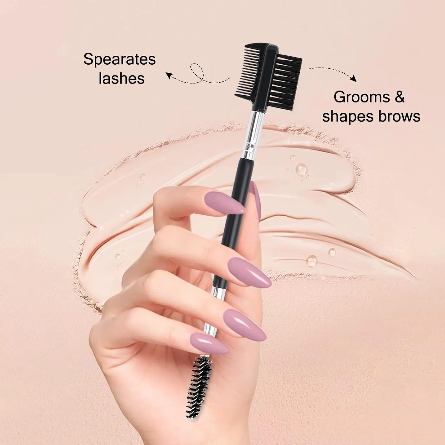 2pcs Eyebrow Eyelash Shaper Eyebrow Brush Comb Double Head Brush Makeup Grooming Tool Cosmetic with 3 Different Spoolie Brushes for Separating Eliminating Mascara Clumps (EC-01)