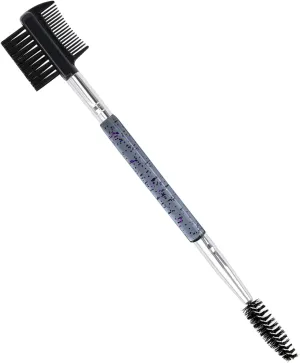 2pcs Eyebrow Eyelash Shaper Eyebrow Brush Comb Double Head Brush Makeup Grooming Tool Cosmetic with 3 Different Spoolie Brushes for Separating Eliminating Mascara Clumps (EC01-Purple)