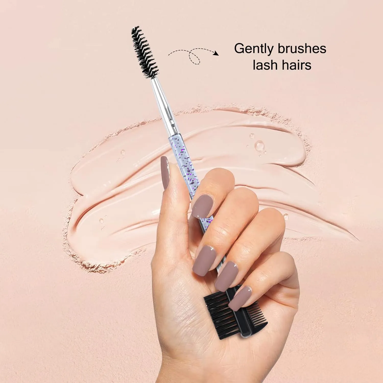 2pcs Eyebrow Eyelash Shaper Eyebrow Brush Comb Double Head Brush Makeup Grooming Tool Cosmetic with 3 Different Spoolie Brushes for Separating Eliminating Mascara Clumps (EC01-Purple)