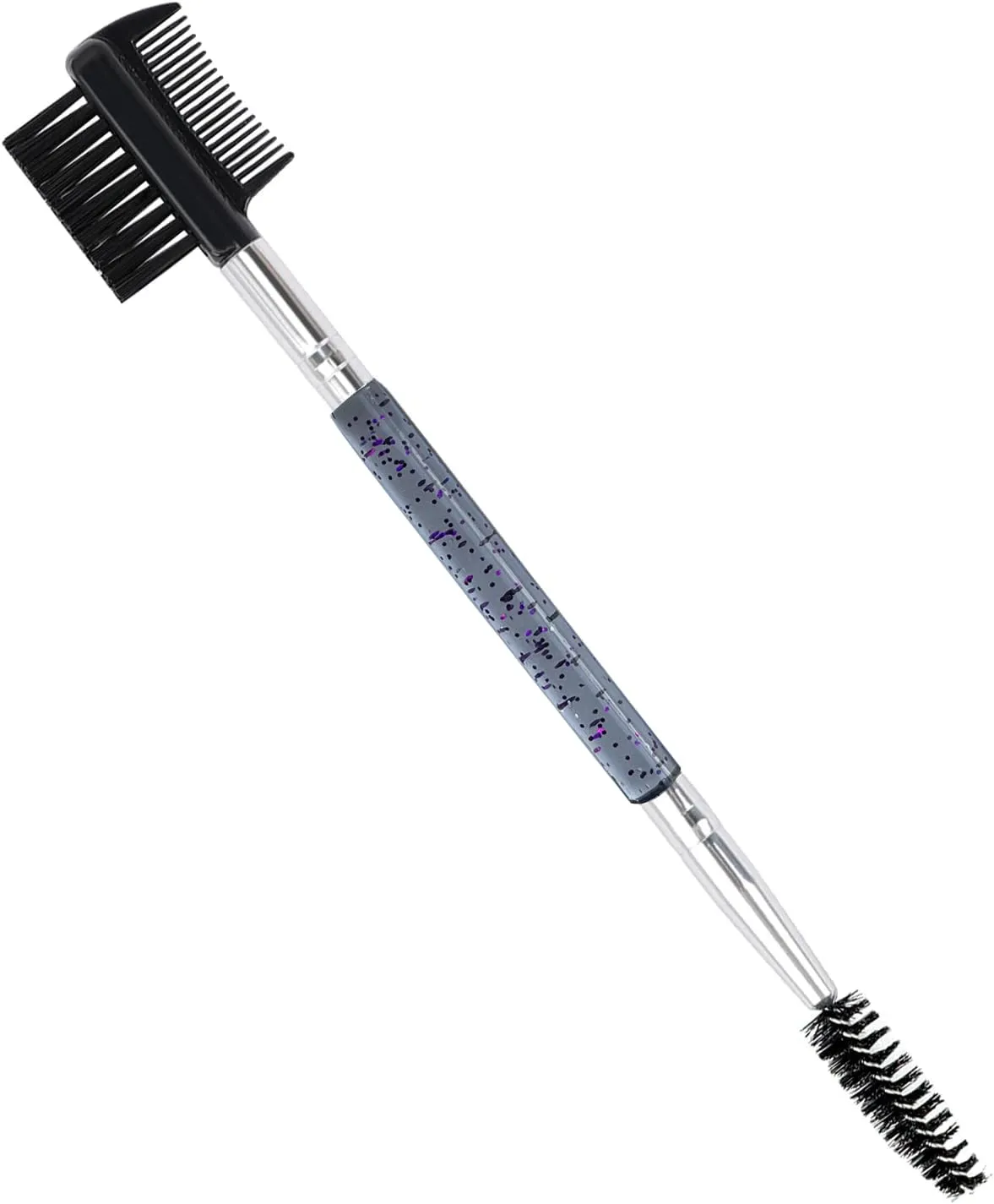2pcs Eyebrow Eyelash Shaper Eyebrow Brush Comb Double Head Brush Makeup Grooming Tool Cosmetic with 3 Different Spoolie Brushes for Separating Eliminating Mascara Clumps (EC01-Purple)