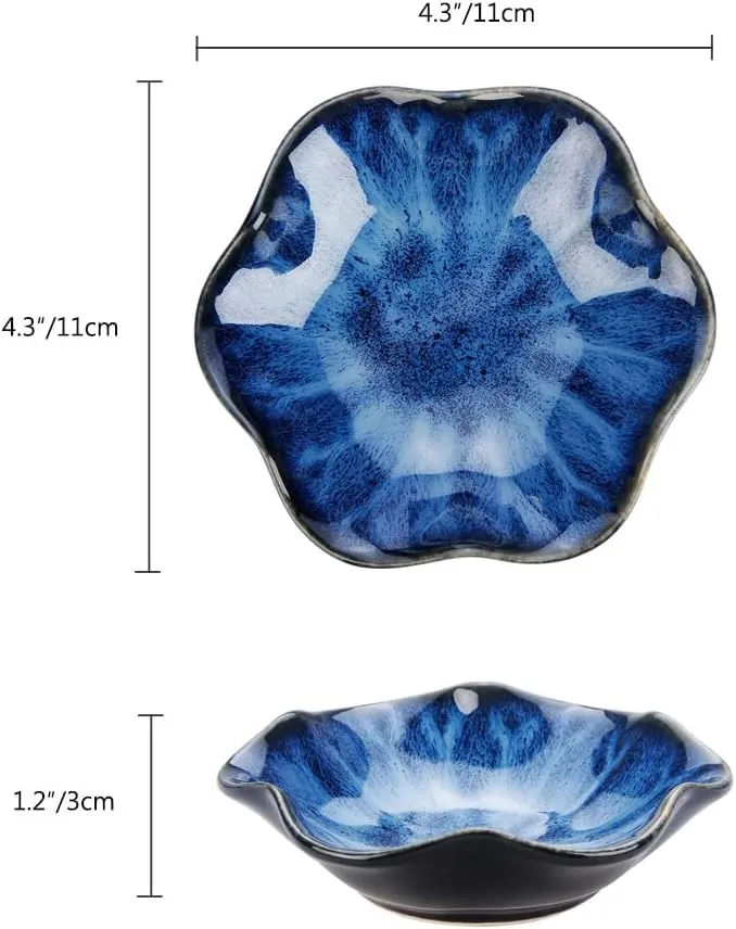 2PCS Lotus Leaf Shape Ring Holder Dish, Small Key Bowl, Ceramic Trinket Tray Jewelry Dish Organizing Necklace Earrings for Mom Friend Sister, All Jewelries are NOT Included. Blue Pink.…