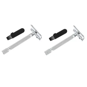 2pcs Manual Safety for Men Beard Shaver Brush Reusable Double Blade Design for Smooth Shaving for and Old Fashioned Grooming