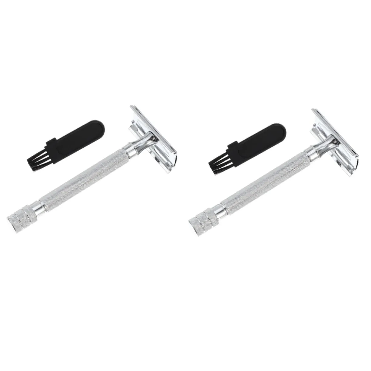 2pcs Manual Safety for Men Beard Shaver Brush Reusable Double Blade Design for Smooth Shaving for and Old Fashioned Grooming