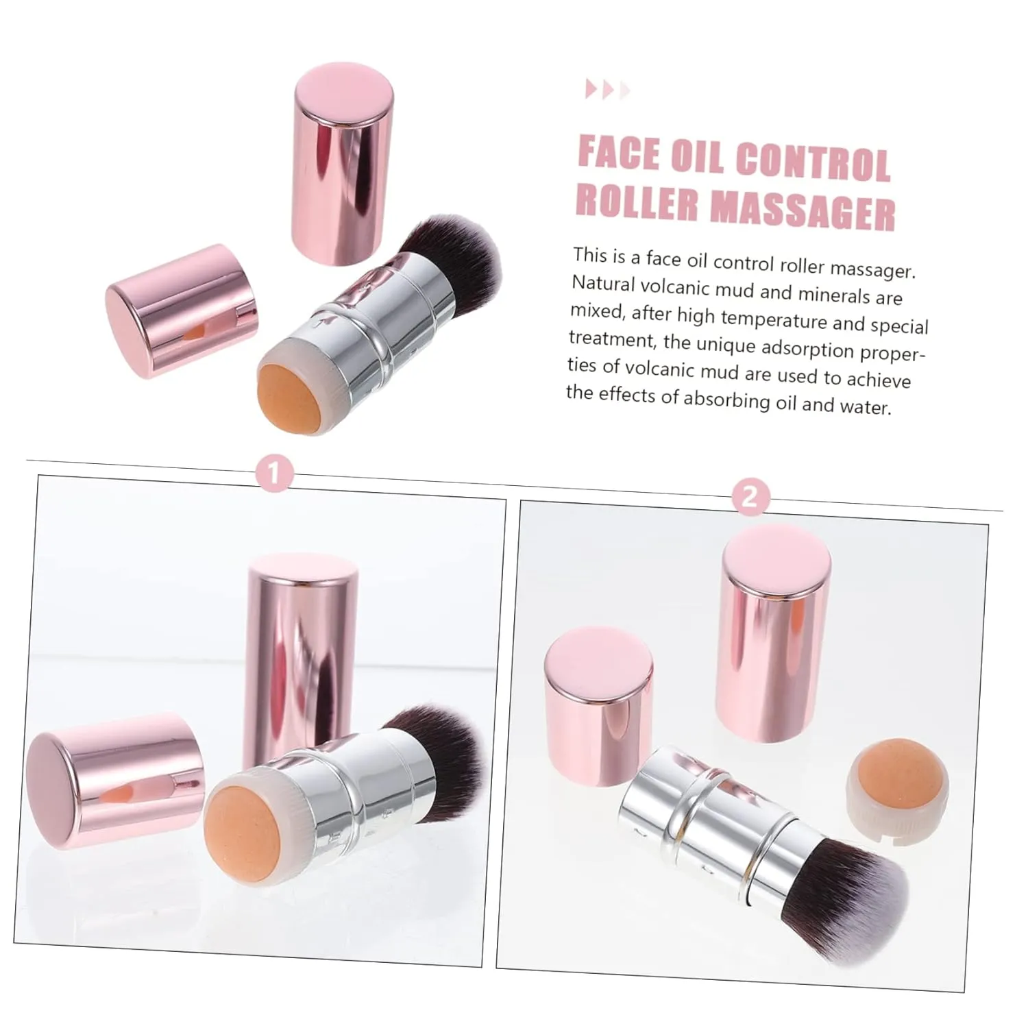 2pcs Shrink Pores Oil Absorbing -head Design Makeup Brush Supply for Oily Skin Facial Care Tool for Home Gym Office Use Lightweight and Easy to Use