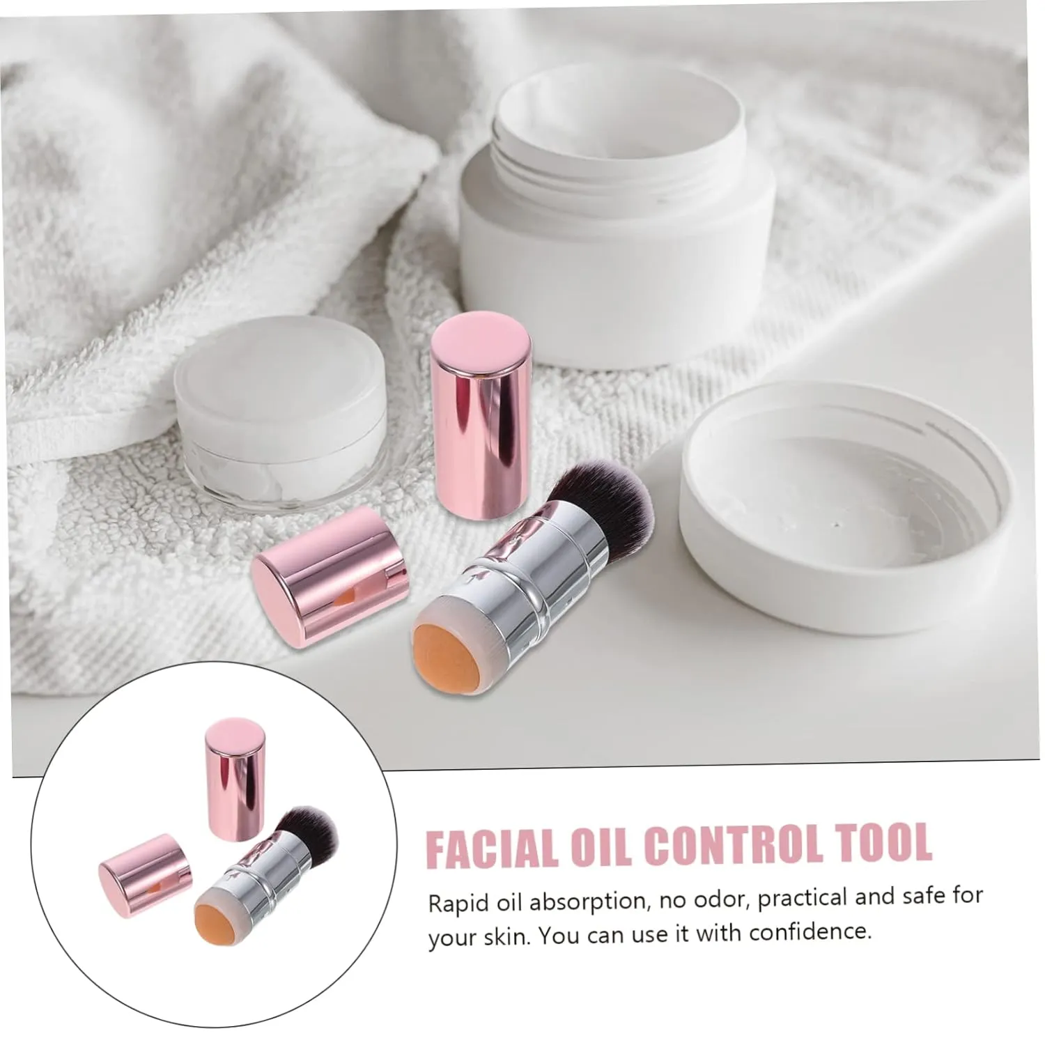 2pcs Shrink Pores Oil Absorbing -head Design Makeup Brush Supply for Oily Skin Facial Care Tool for Home Gym Office Use Lightweight and Easy to Use