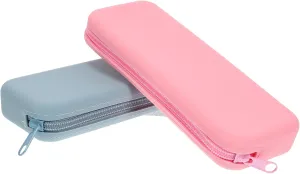 2pcs Silicone Makeup Brush Organizer Bags Portable Rectangle Makeup Brush Case for to Clean Reusable Storage Pouch for Tools and Items Sea
