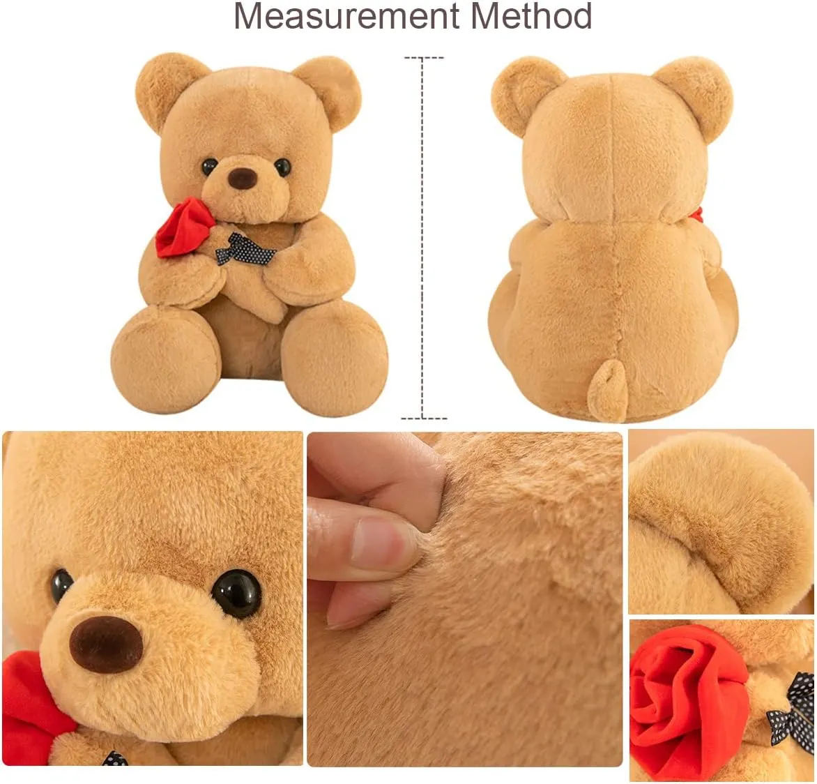 2pcs Teddy Bear Stuffed Animals, Cute Teddy Bear Plush Toy with Rose, Valentines Day Bear Soft Gifts for Girlfriend, Kids Boyfriend (Pink, 9.84 13.77 inch)