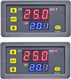 2Pcs Timer Delay Relay Programmable Cycle Timer Switch ON-Off Control LED Digital Display Time Relay Module (DC12V/20A) Gray